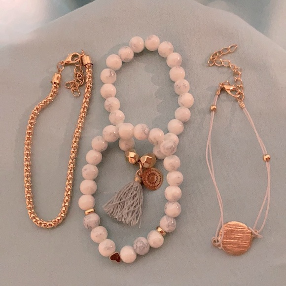 Marble & Gold Tone Four Piece Bracelet Set NEW - Picture 4 of 11